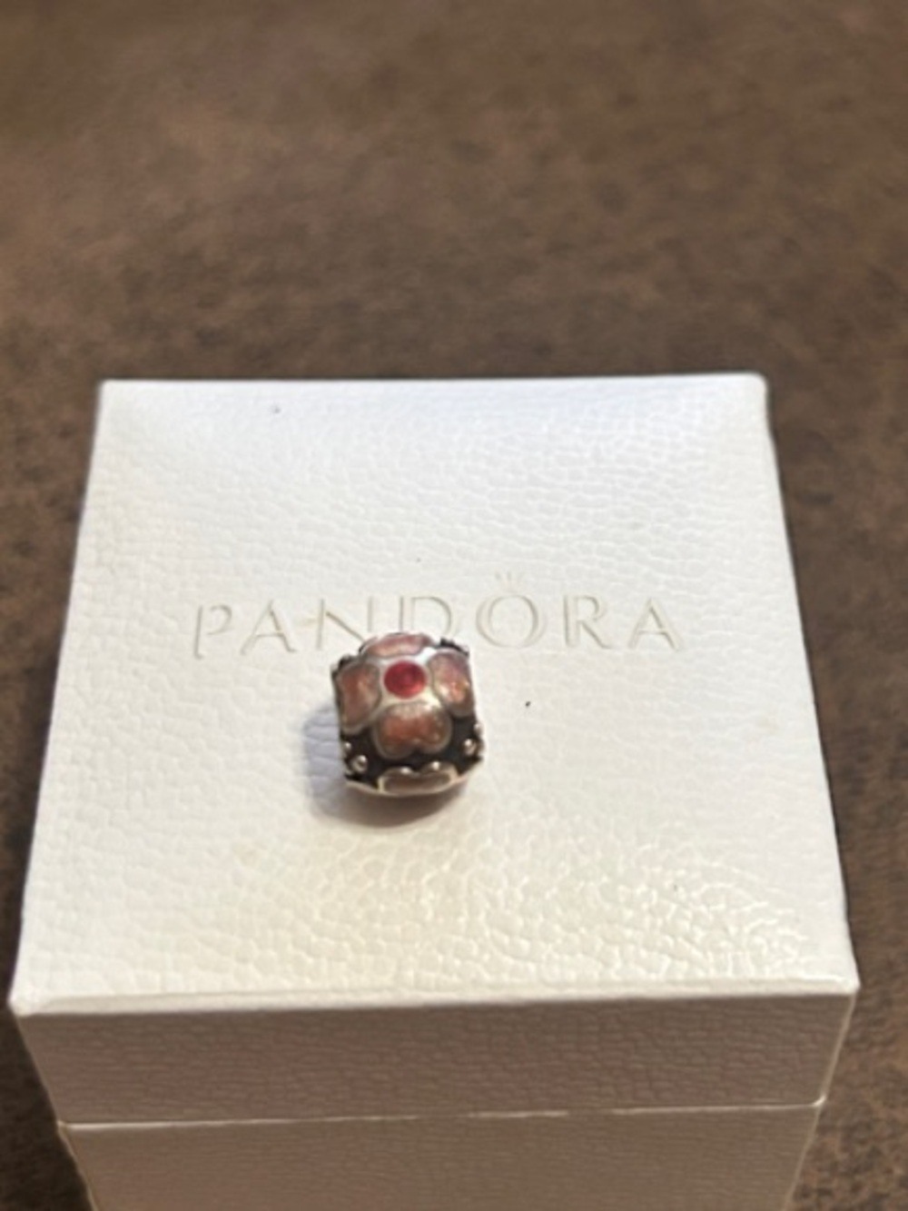 Pandora Silver Charm with Pink and Red Enamel Dots
